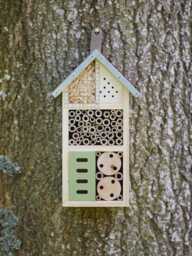 Small Wooden Insect Hotel Home Hanging Bug House With Metal Roof - thumbnail 1