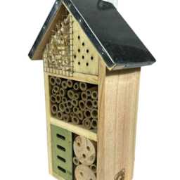 Small Wooden Insect Hotel Home Hanging Bug House With Metal Roof - thumbnail 3
