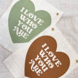 I Love Who You Are Linen Wall Hanging, Valentines Day Gift - thumbnail 2