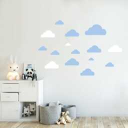 Scandinavian Cloud Wall Decals - Nursery Decor, Choose Your Color - thumbnail 2