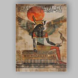 Ancient Egyptian Winged Goddess Hieroglyphic Sun Temple Canvas Wall Art Print Decor Picture Ready To Hang - thumbnail 1