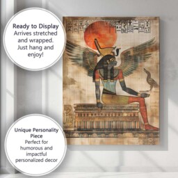 Ancient Egyptian Winged Goddess Hieroglyphic Sun Temple Canvas Wall Art Print Decor Picture Ready To Hang - thumbnail 3