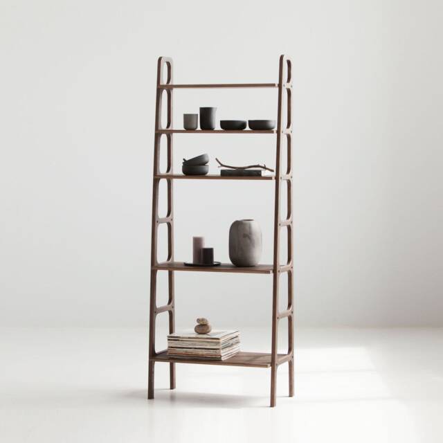 Bookshelf, Wooden Bookcase, Mid Century Modern Minimalist Bookshelf, Custom Walnut Scandinavian Bookcase - image 1