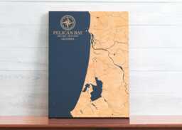 Pelican Bay, California Map - Engraved Wood Coastal Art Sign, Beach House Home Decor Wall Hanging, Nautical Print, Unique Personalized Gift - thumbnail 1