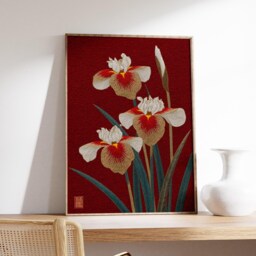 Japanese Iris Flower Poster, Vintage Floral Art Print, Elegant Botanical Wall - thumbnail 2