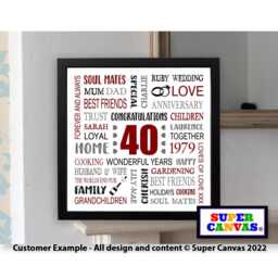 Handmade 40Th Ruby Wedding Anniversary Wife Husband Friend Parents Grandparents Personalised Word Art Typography Framed Print Card Gift - thumbnail 2