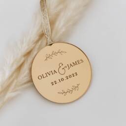 Personalised Names & Wedding Date Christmas Decoration, Rose Gold, Silver Tree Decoration Bauble, Secret Santa Gift Idea - thumbnail 3