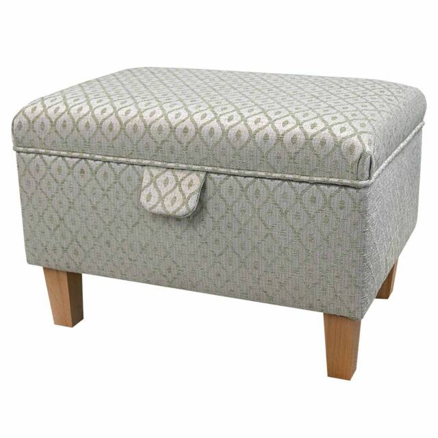 Handmade Green Trellis Storage Ottoman - Woburn Fabric Bespoke British Made - image 1