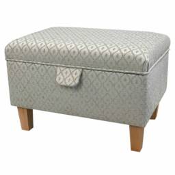 Handmade Green Trellis Storage Ottoman - Woburn Fabric Bespoke British Made - thumbnail 1