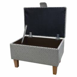 Handmade Green Trellis Storage Ottoman - Woburn Fabric Bespoke British Made - thumbnail 2