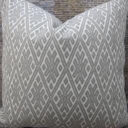 Designer Pillow Cover Lumbar, 16 X 16, 18 18, 20 20, 22 22, 24 - Fleck Emb Geo Gray - thumbnail 3
