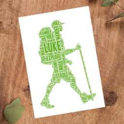 Personalised Male Hiker Word Art Print, Walking Gift, Custom Wall Framed Picture, Present For Men, Boys Nl - thumbnail 3