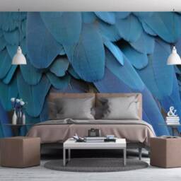 Blue Feather Wallpaper Mural, Removable Wall Art, Peel & Stick - thumbnail 2