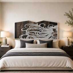 Muse Headboard Wall Art - Divine Feminine Wood Large Bedroom Decor Handcrafted Statement Piece - thumbnail 2
