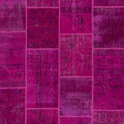 Handmade Turkish Patchwork Rug, Pink - thumbnail 3