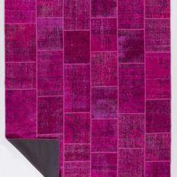 Handmade Turkish Patchwork Rug, Pink - thumbnail 2