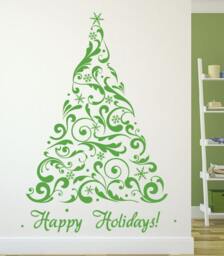 Christmas Tree Decal Holiday Wall Decals For Walls Stickers Stick On Wall Art Decalisland - Tree - thumbnail 1