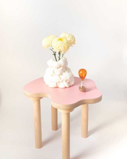 Pink Wavy Curvy Wiggle Squiggle Coffee Table Side Stool - image 1