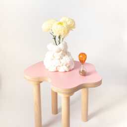 Pink Wavy Curvy Wiggle Squiggle Coffee Table Side Stool - thumbnail 2