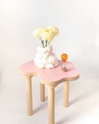 Pink Wavy Curvy Wiggle Squiggle Coffee Table Side Stool - thumbnail 1