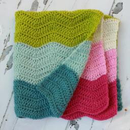 Baby Blanket, Chevron Crochet Afghan - thumbnail 2