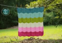Baby Blanket, Chevron Crochet Afghan - thumbnail 1
