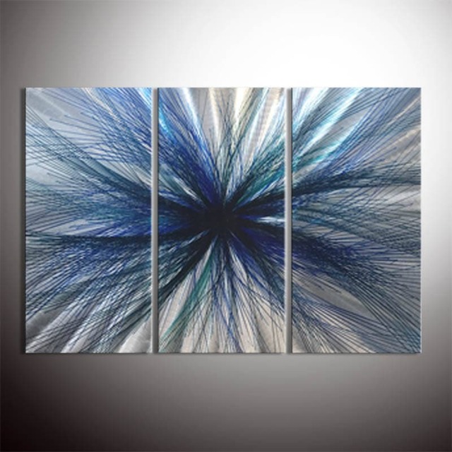 Large Metal Wall Art, Abstract Triptych, Handmade Colorful Sculpture - image 1