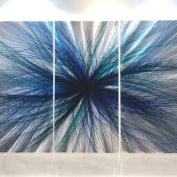 Large Metal Wall Art, Abstract Triptych, Handmade Colorful Sculpture - thumbnail 2