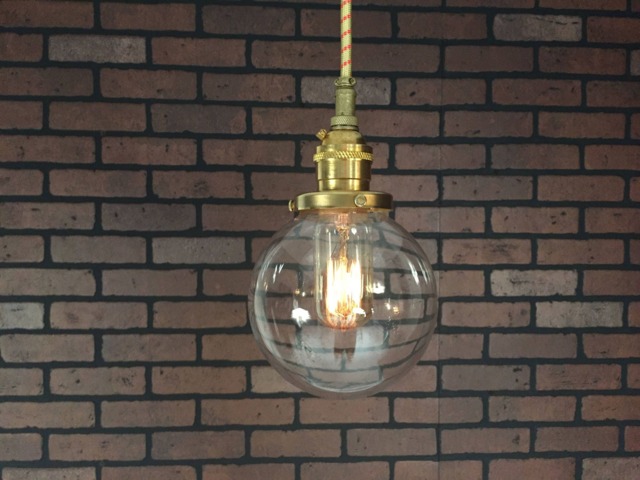 "Industrial Pendant Light -Brass 5"" Small Glass Globe Shade with Patented ""Huila Connector" - image 1