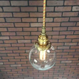 "Industrial Pendant Light -Brass 5"" Small Glass Globe Shade with Patented ""Huila Connector" - thumbnail 3