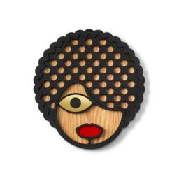 Colorful Hipster Inspired Wooden Mask - Handmade Wall Decor Urban Art Living Room Wood Hanging - thumbnail 2