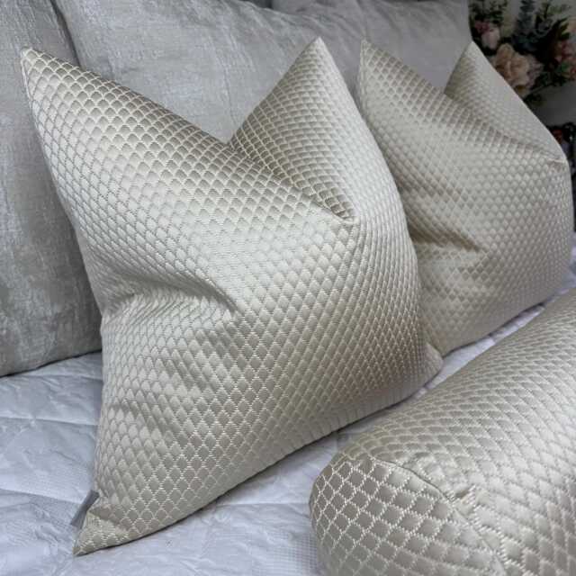 Handmade Cream Throw Pillow Cover - Beaumont Textiles Textured Fabric, Adriana Cushion - image 1