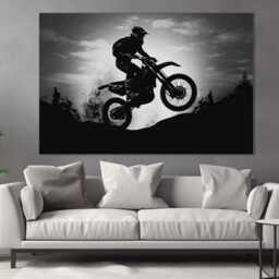 Motocross Wall Art, Silhouette Canvas Print, Biker Gift, Dirt Bikes Canvas, Photo, Jump Poster - thumbnail 3