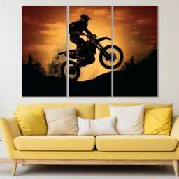 Motocross Wall Art, Silhouette Canvas Print, Biker Gift, Dirt Bikes Canvas, Photo, Jump Poster - thumbnail 2