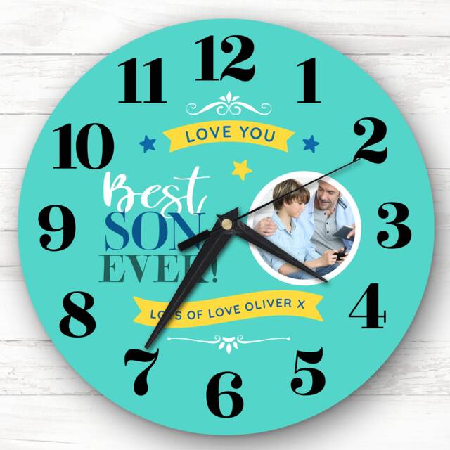 Best Son Ever Photo Custom Gift Personalised Clock - image 1