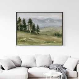 Mountain Meadow Poster, Pine Landscape Print, Nature Wall Art, Paper - thumbnail 3