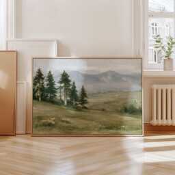 Mountain Meadow Poster, Pine Landscape Print, Nature Wall Art, Paper - thumbnail 4