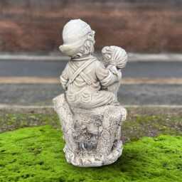 Stone Kids Picking Flowers Statue Boy With Girl Sculpture Cute Children Decoration Handmade Siblings Yard Ornament Art Gift - thumbnail 2