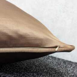 Duchess Self Piped Copper Cushion Cover Bold Satin Fabric, Textured Ribbed Modern Sofa Bed Pillow Accent Cushion - thumbnail 3