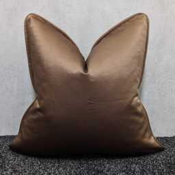 Duchess Self Piped Copper Cushion Cover Bold Satin Fabric, Textured Ribbed Modern Sofa Bed Pillow Accent Cushion - thumbnail 2