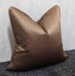 Duchess Self Piped Copper Cushion Cover Bold Satin Fabric, Textured Ribbed Modern Sofa Bed Pillow Accent Cushion