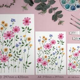 Wildflower Field Art Print - Pressed Flowers Poster Pink Delicate Floral Watercolour Illustration Gift For Gardeners A5, A4 Or A3 - thumbnail 3
