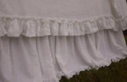 Linen Dust Ruffle With Mini Ruffles, Linen Bedskirt, Bed Skirts, Vintage Shabby Chic Bedding, Skirt, Queen Skirt - thumbnail 2