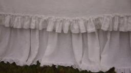 Linen Dust Ruffle With Mini Ruffles, Linen Bedskirt, Bed Skirts, Vintage Shabby Chic Bedding, Skirt, Queen Skirt - thumbnail 3
