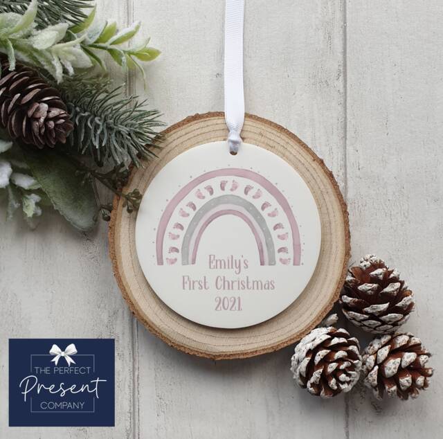 Personalised First Christmas Ornament - Baby's Gift Keepsake -1st 2021 Baby Girl 1st - image 1