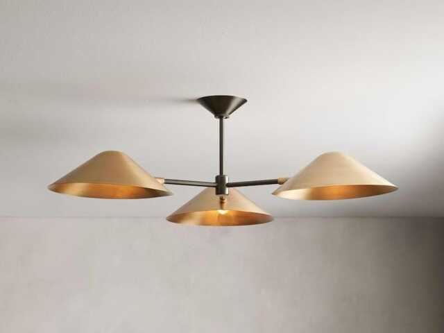Mid Century Brass Sputnik Chandelier, Italian Starburst Light - image 1
