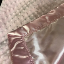 Free Embroidery Pink Minky Dot Baby Blanket With Pink Satin Backing & Binding - thumbnail 3