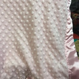 Free Embroidery Pink Minky Dot Baby Blanket With Pink Satin Backing & Binding - thumbnail 2