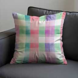Pastel Gingham Cushion Cover, Soft Watercolor Checkered Pillowcase, Spring Throw Pillow 18x18 - thumbnail 3