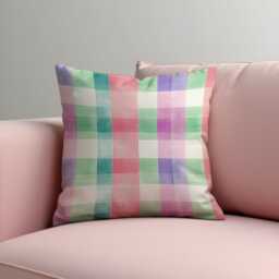 Pastel Gingham Cushion Cover, Soft Watercolor Checkered Pillowcase, Spring Throw Pillow 18x18 - thumbnail 1